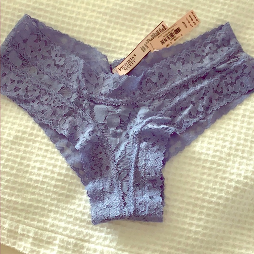 NWT Victoria’s Secret blue cheeky lace panty